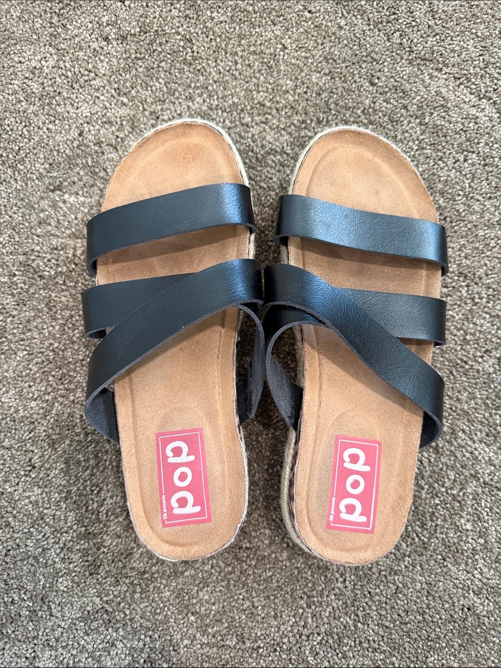 pop Black Multi-Strap Slide Sandals